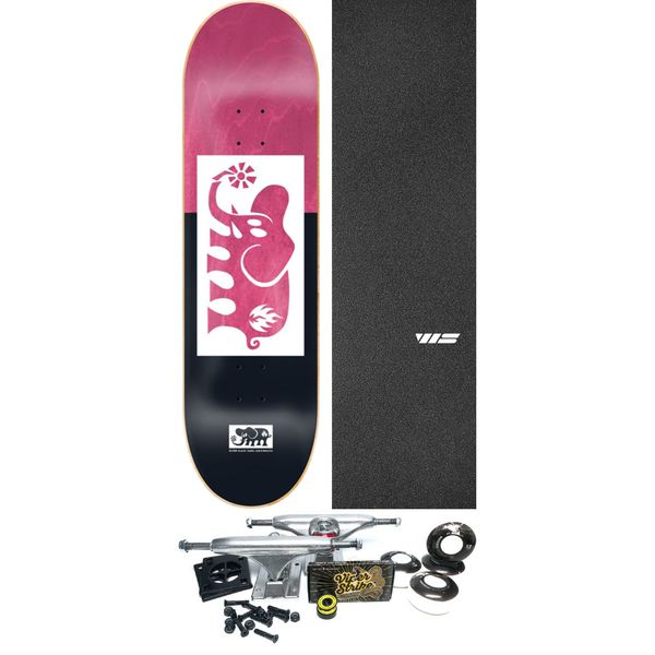 Black Label Skateboards Elephant Blockout Hot Pink Stain Skateboard Deck - 8.5" x 32.38" - Complete Skateboard Bundle
